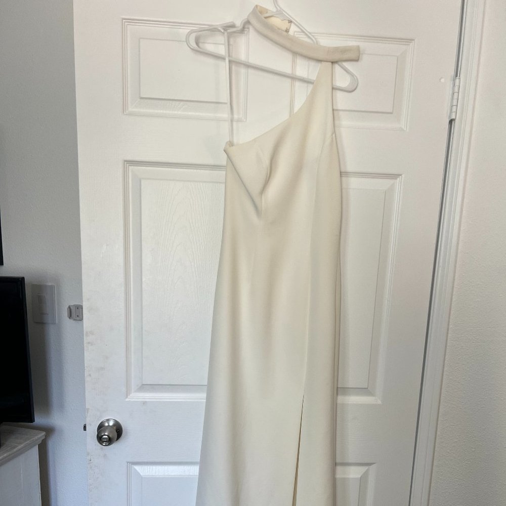 BCBG white evening gown